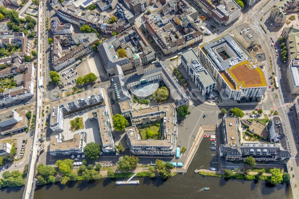 Mülheim an der Ruhr from above - Town Hall building of the city administration in Muelheim on the Ruhr at Ruhrgebiet in the state North Rhine-Westphalia, Germany