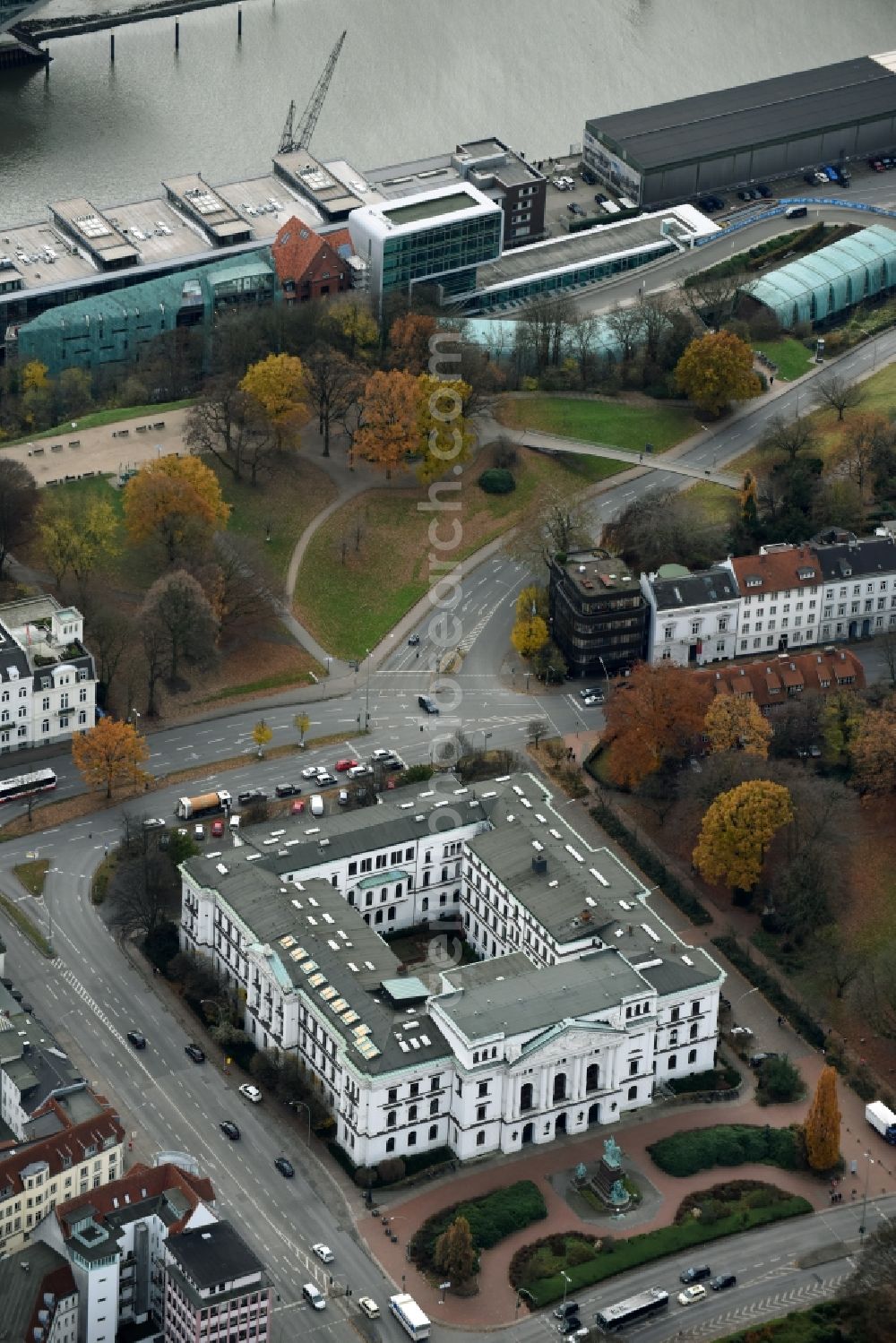 Aerial image Hamburg - Town Hall building of the city administration in the district Altona-Altstadt in Hamburg