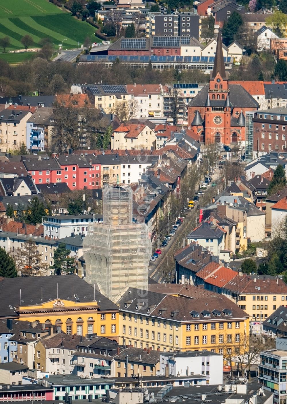 Aerial image Witten - Town Hall building of the city administration in the district Bommern in Witten in the state North Rhine-Westphalia