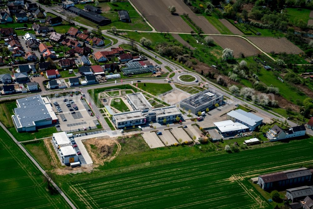 Rheinhausen from the bird's eye view: Town Hall building of the city administration in Rheinhausen in the state Baden-Wuerttemberg, Germany