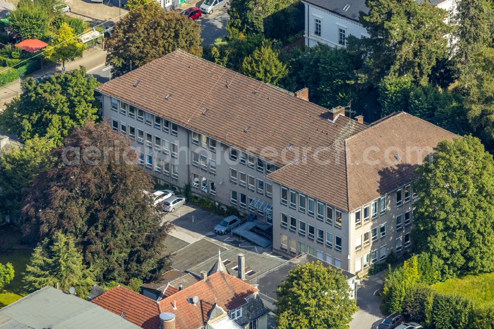 Schwelm from above - Town Hall building of the city administration in Schwelm in the state North Rhine-Westphalia, Germany