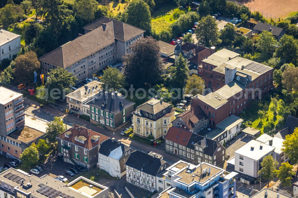 Schwelm from above - Town Hall building of the city administration in Schwelm in the state North Rhine-Westphalia, Germany