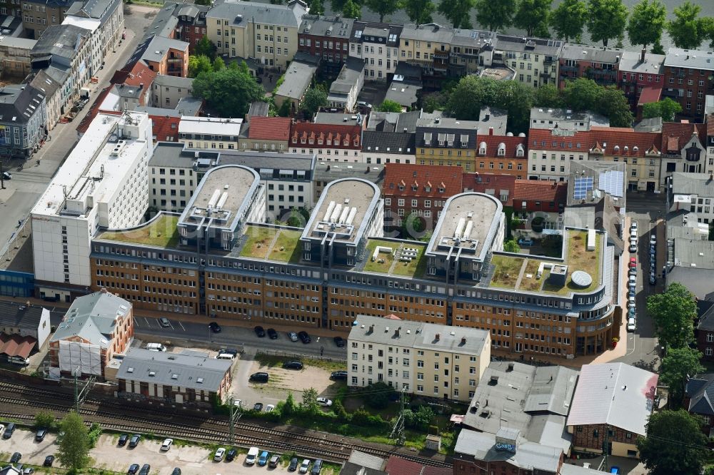 Schwerin from above - Town Hall building of the city administration Am Packhof in Schwerin in the state Mecklenburg - Western Pomerania, Germany