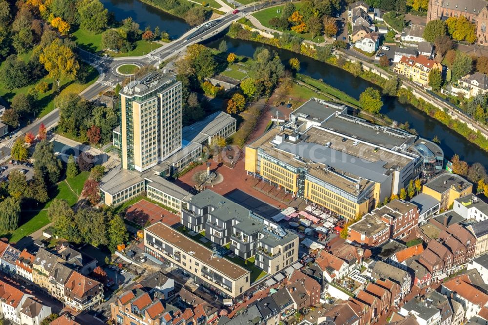 Aerial image Lünen - Town Hall building of the city administration Stadt Luenen on Willy-Brandt-Platz in Luenen in the state North Rhine-Westphalia, Germany