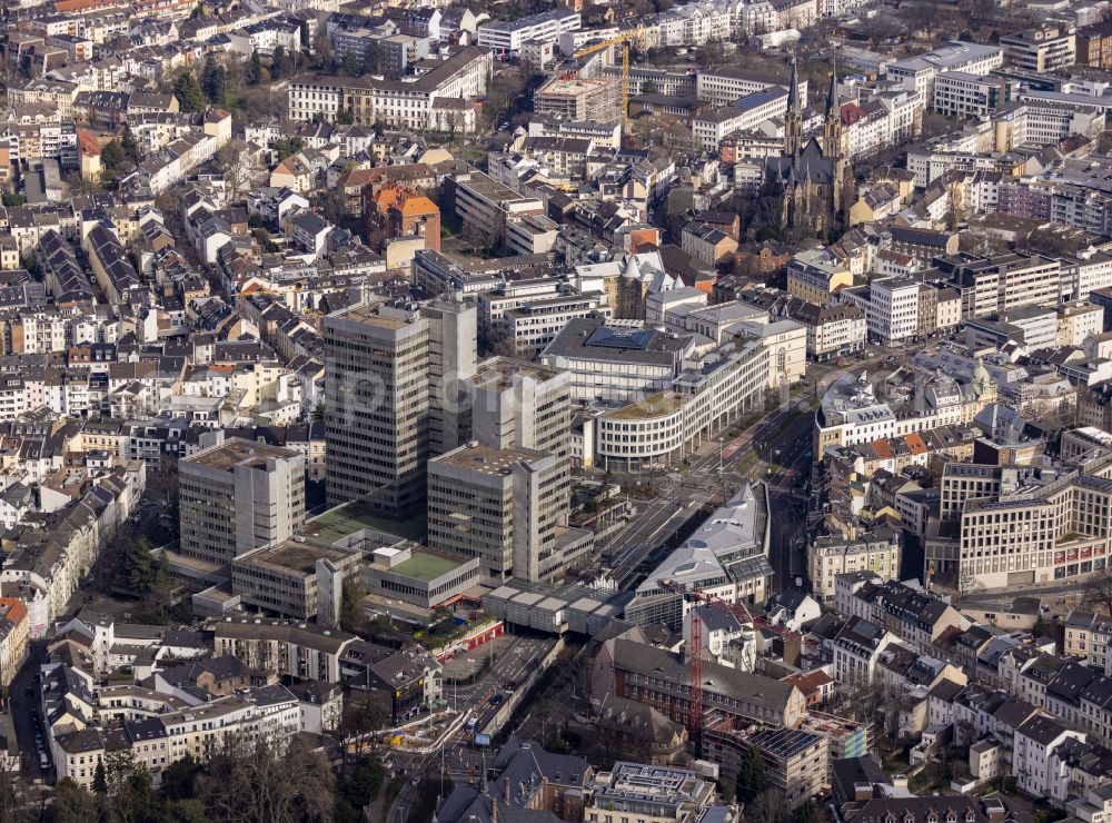 Aerial image Nordstadt - Town Hall building of the city administration Stadthaus on the Breite Strasse in the district Nordstadt in Bonn in the state North Rhine-Westphalia, Germany