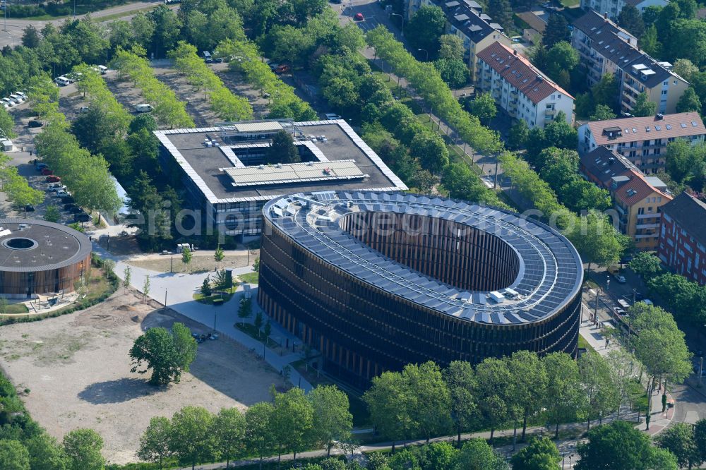 Freiburg im Breisgau from the bird's eye view: Town Hall building of the city administration in Stuehlinger on Fehrenbachallee in Freiburg im Breisgau in the state Baden-Wuerttemberg, Germany