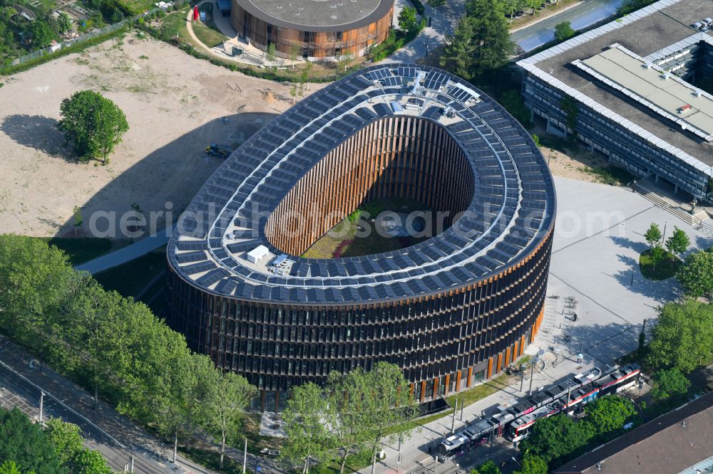 Aerial photograph Freiburg im Breisgau - Town Hall building of the city administration in Stuehlinger on Fehrenbachallee in Freiburg im Breisgau in the state Baden-Wuerttemberg, Germany