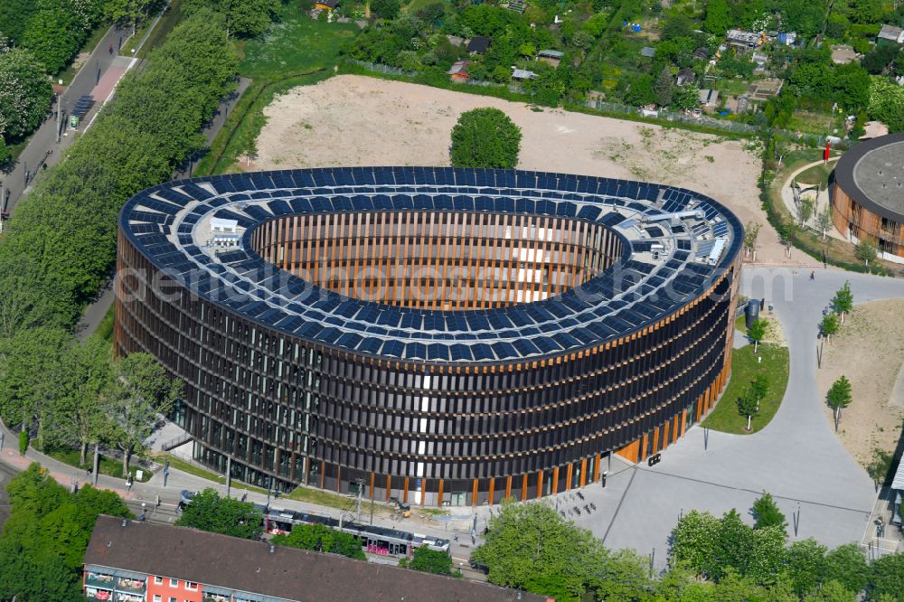 Freiburg im Breisgau from the bird's eye view: Town Hall building of the city administration in Stuehlinger on Fehrenbachallee in Freiburg im Breisgau in the state Baden-Wuerttemberg, Germany