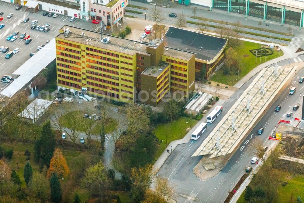 Bergkamen from above - Town Hall building of the city administration on Toedinghauser Strasse in Bergkamen in the state North Rhine-Westphalia, Germany