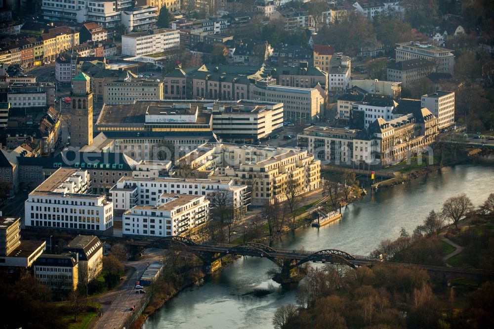 Mülheim an der Ruhr from above - Town Hall building of the city administration in Muelheim on the Ruhr in the state North Rhine-Westphalia