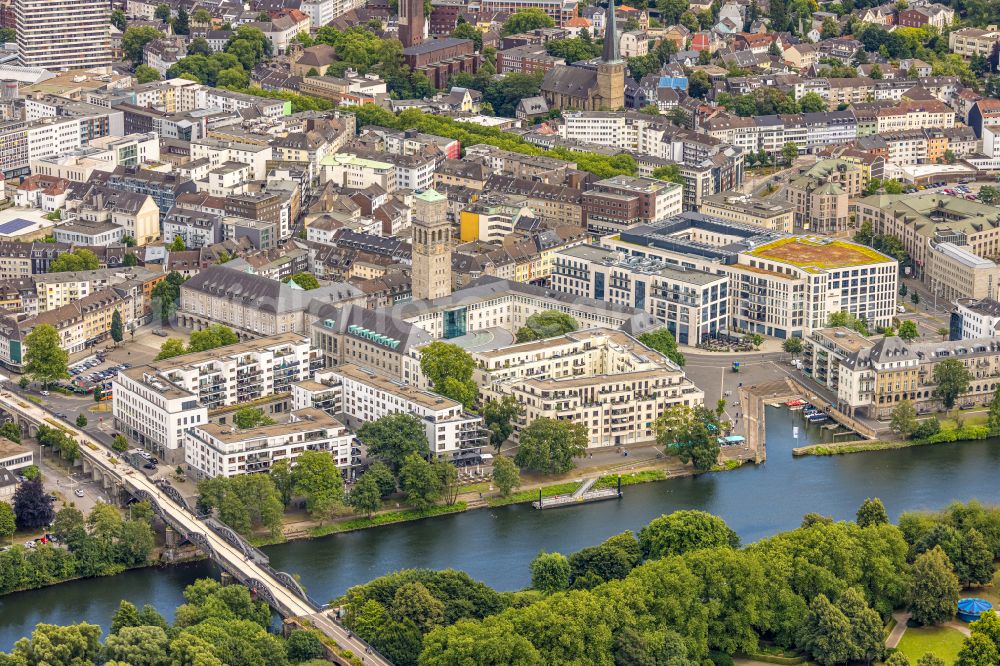 Aerial image Mülheim an der Ruhr - Town Hall building of the city administration in Muelheim on the Ruhr in the state North Rhine-Westphalia