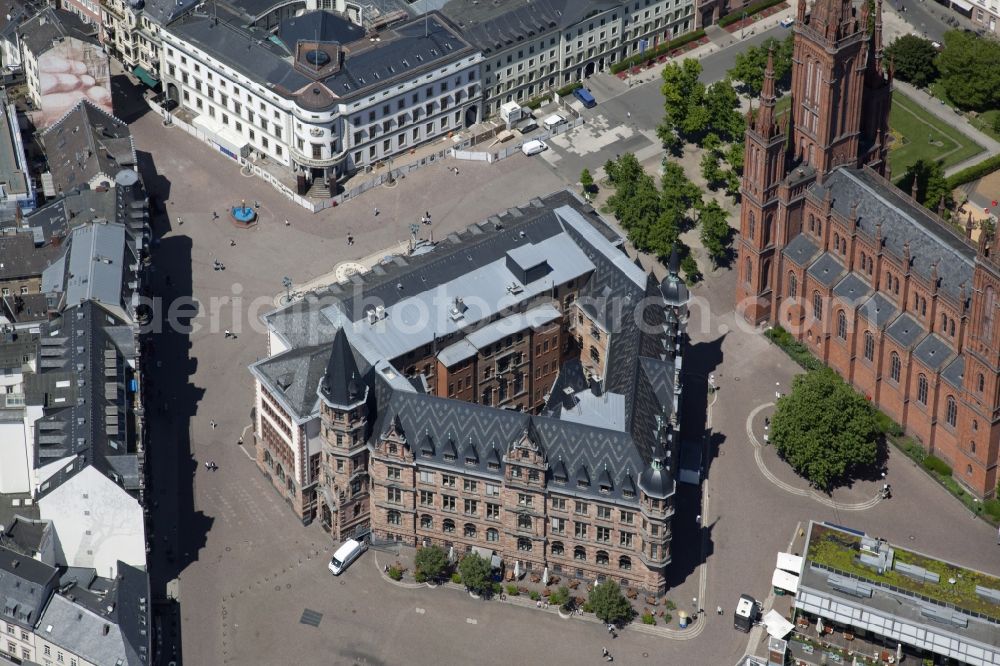 Wiesbaden from the bird's eye view: Town Hall building of the city administration in Wiesbaden in the state Hesse, Germany