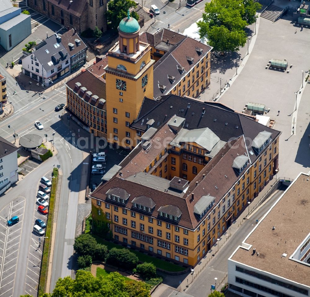 Aerial photograph Witten - Town Hall building of the city administration in Witten in the state North Rhine-Westphalia