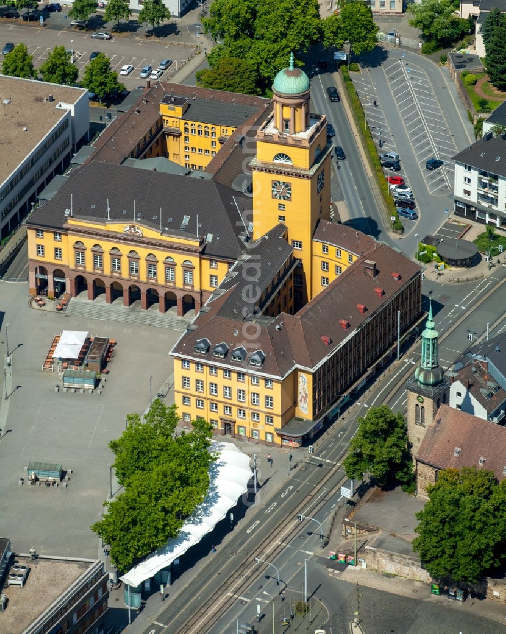 Aerial image Witten - Town Hall building of the city administration in Witten in the state North Rhine-Westphalia