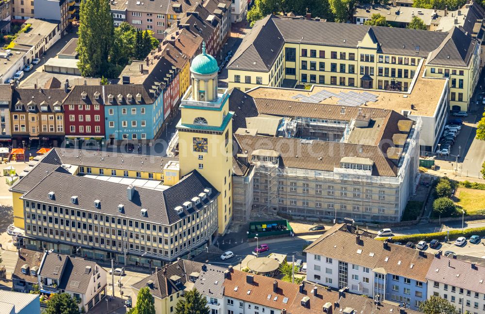 Witten from above - Town Hall building of the city administration in Witten at Ruhrgebiet in the state North Rhine-Westphalia, Germany