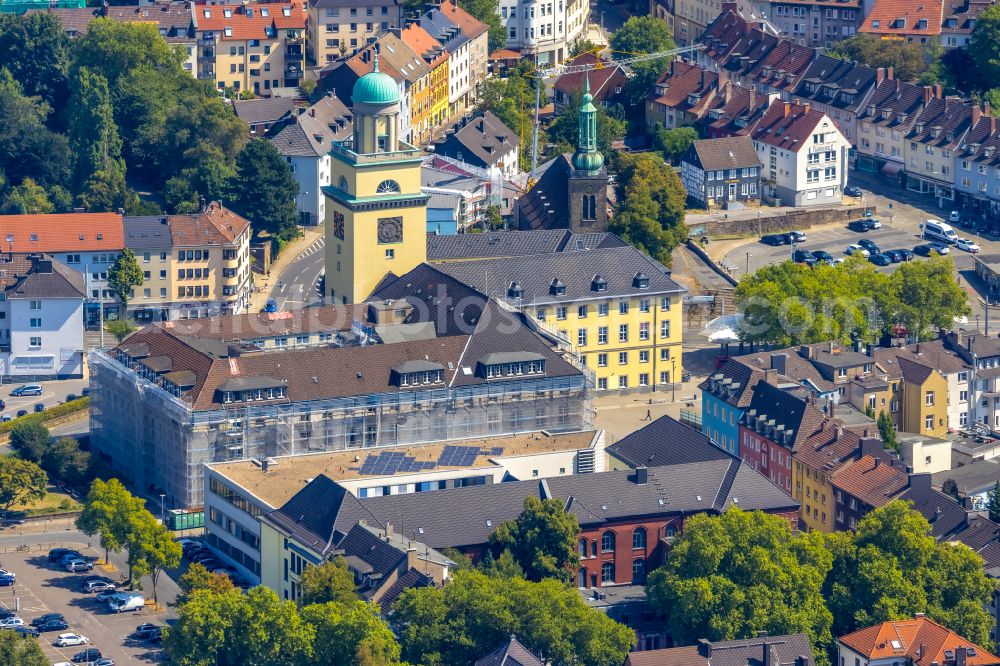 Witten from above - Town Hall building of the city administration in Witten at Ruhrgebiet in the state North Rhine-Westphalia, Germany