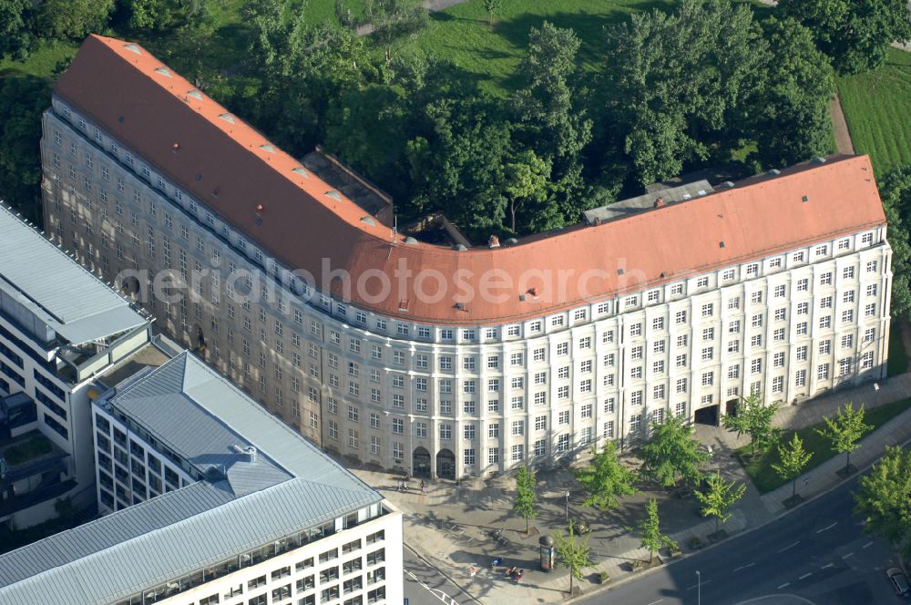 Dresden from the bird's eye view: City administration building Stadthaus on Hertha-Lindner-Strasse - Theaterstrasse in Dresden in the federal state of Saxony, Germany