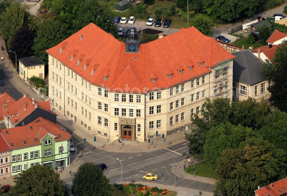 Aerial image Mühlhausen - Building of the Tilesius secondary school in Muehlhausen in Thuringia