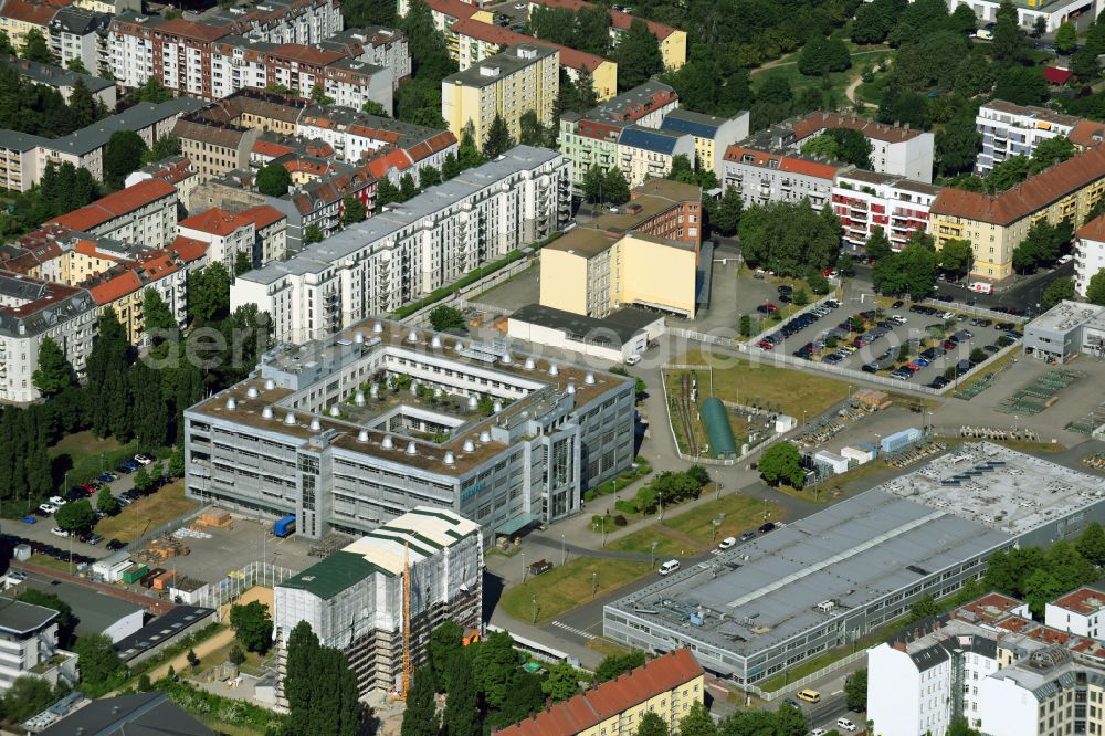 Aerial image Berlin - Event and conference center Forum Treptow on Heidelberger Strasse in the district of Treptow in Berlin, Germany