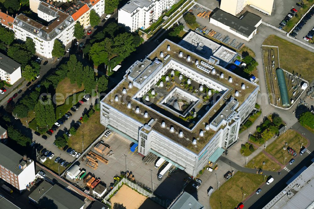 Aerial image Berlin - Event and conference center Forum Treptow on Heidelberger Strasse in the district of Treptow in Berlin, Germany