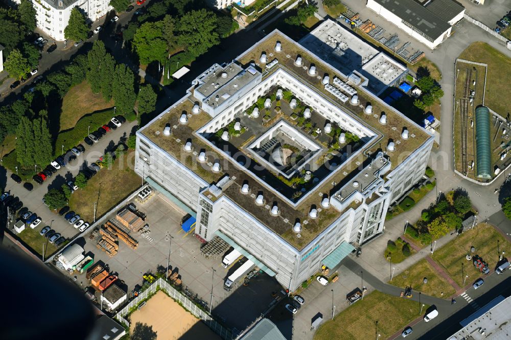 Aerial photograph Berlin - Event and conference center Forum Treptow on Heidelberger Strasse in the district of Treptow in Berlin, Germany