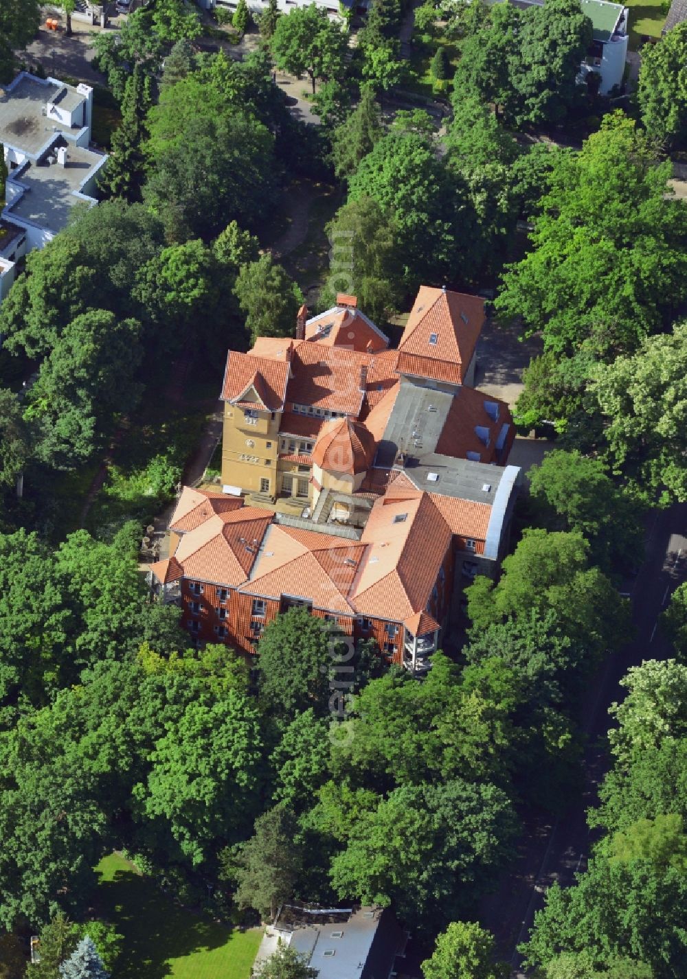 Berlin Grunewald from above - Building of the villa walther on the shores of Lake Herthasee of the villa colony in Grunewald in Berlin