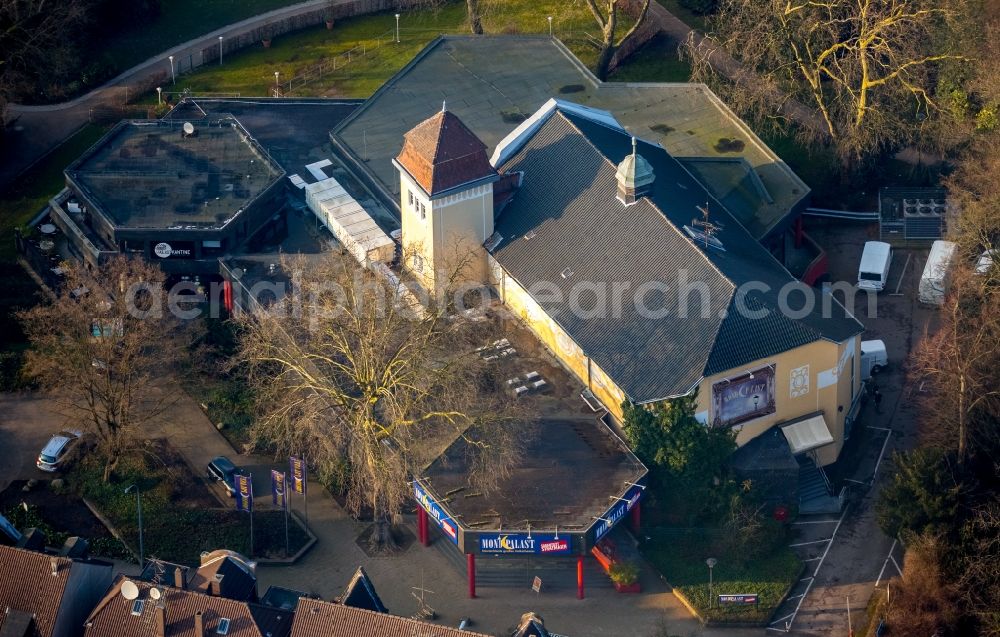 Herne from above - Building of the theater playhouse Mondpalast at the park Wanne-Eickel in Herne in the state of North Rhine-Westphalia