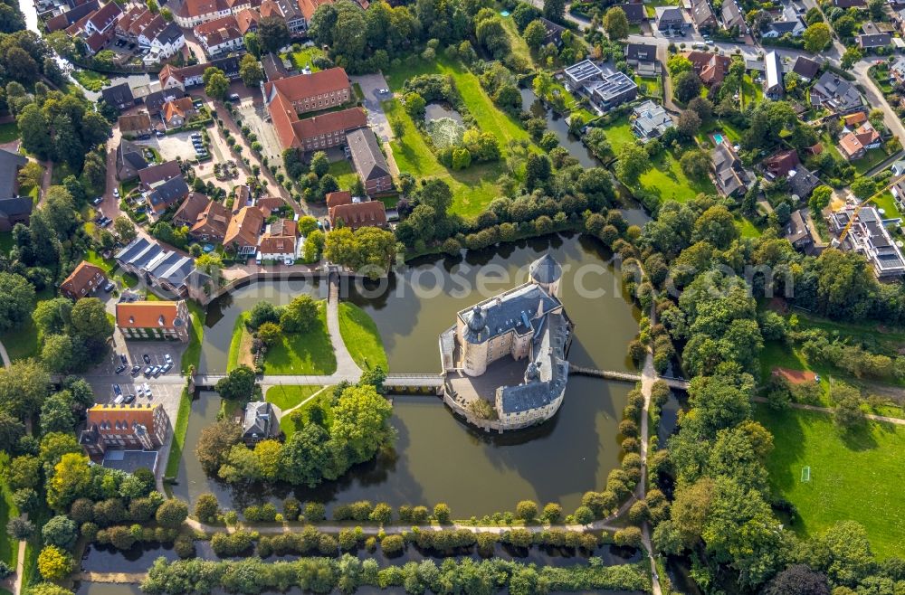 Borken from above - Building of the education and training center Jugendburg Gemen in the district Gemen in Borken in the state North Rhine-Westphalia, Germany