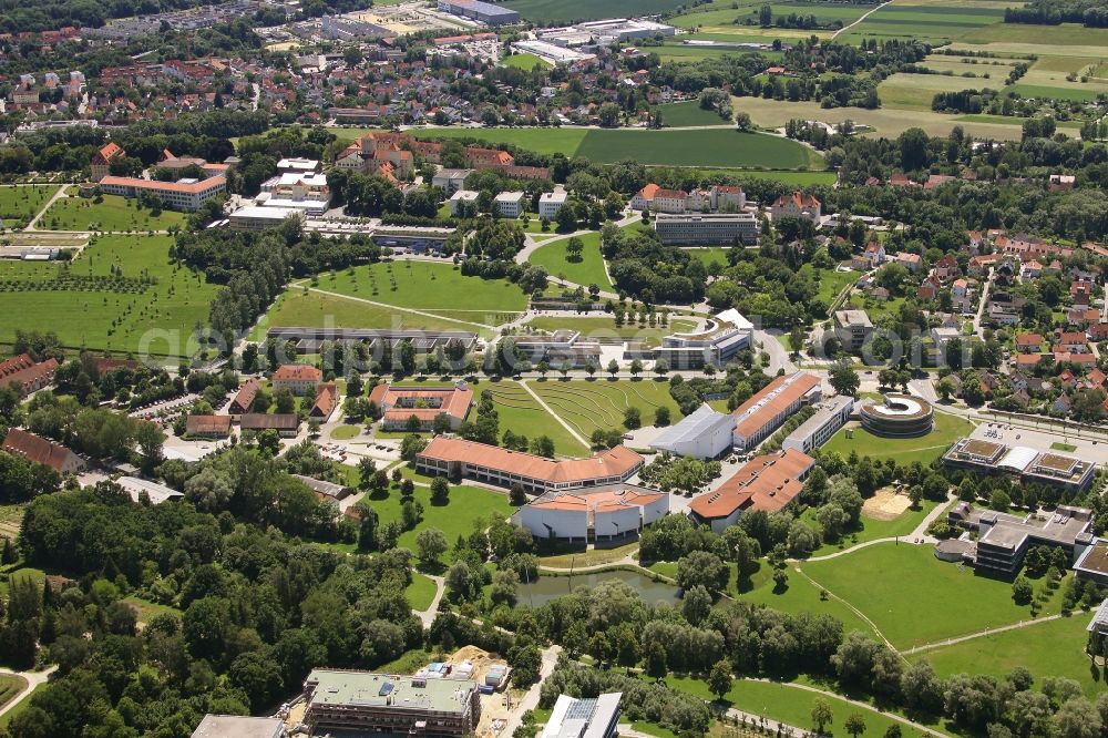 Freising from above - Campus- University area of a??a??the Science Center for Nutrition, Land Use and Environment of the Technical University in Freising in the state Bavaria, Germany