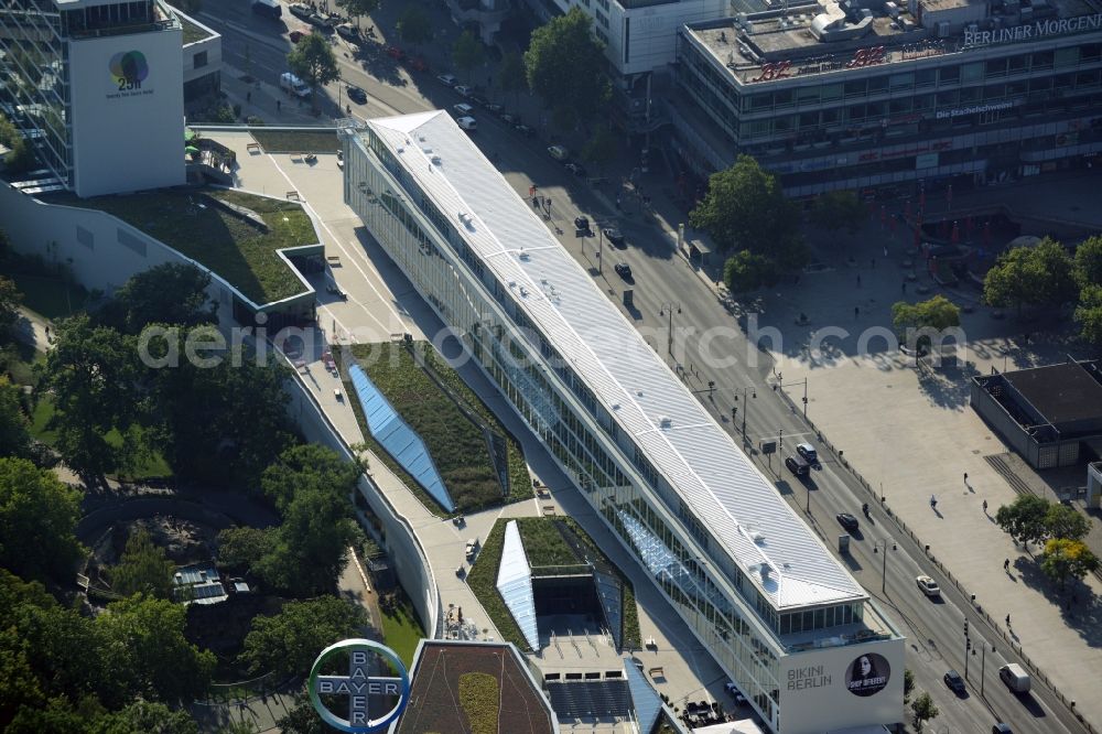 Berlin from above - View at the architectural ensemble Bikinihaus in the Budapester street in the district Charlottenburg in Berlin