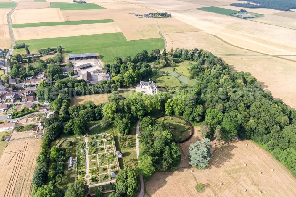 Saint-Cyr-du-Gault from the bird's eye view: Buildings and park of the castle in Saint-Cyr-du-Gault in Centre-Val de Loire, France