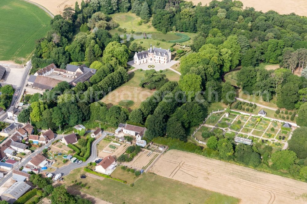 Aerial image Saint-Cyr-du-Gault - Buildings and park of the castle in Saint-Cyr-du-Gault in Centre-Val de Loire, France