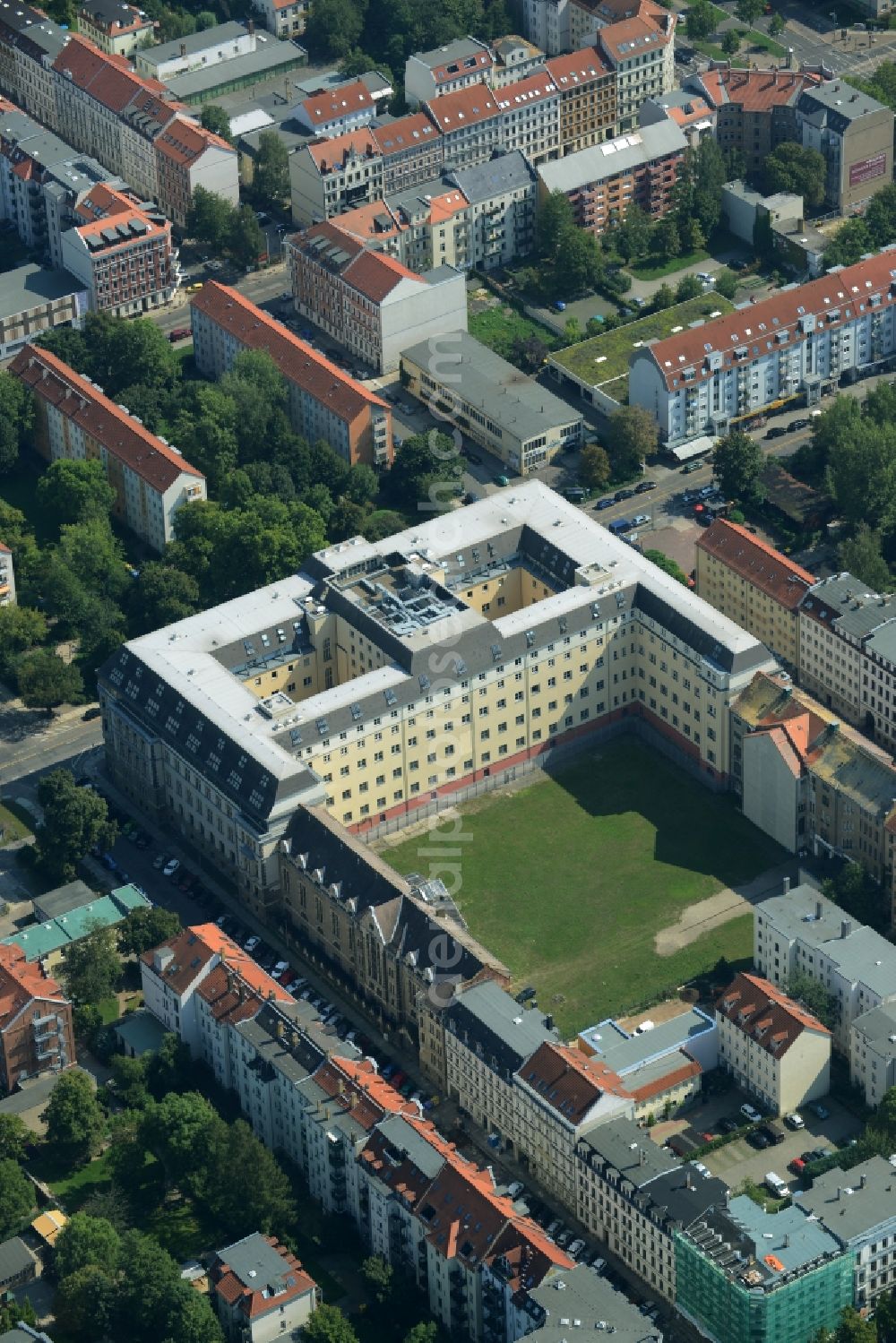 Leipzig from above - Building complex of the district court of Leipzig in the state of Saxony