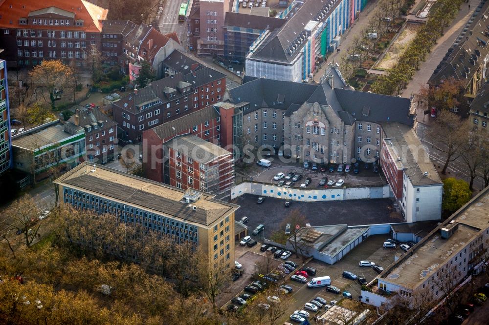 Aerial image Oberhausen - Building complex of the administrative court on Poststrasse of Oberhausen in the state of North Rhine-Westphalia