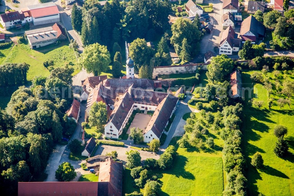 Inzigkofen from the bird's eye view: Complex of buildings of the monastery Augustinerinnenkloster in Inzigkofen in the state Baden-Wuerttemberg, Germany