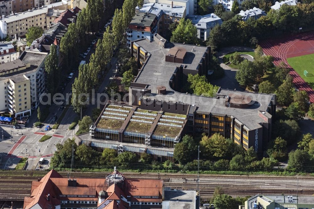 Aerial image München - Building complex of the Vocational School FOS/BOS in Munich in the state Bavaria, Germany