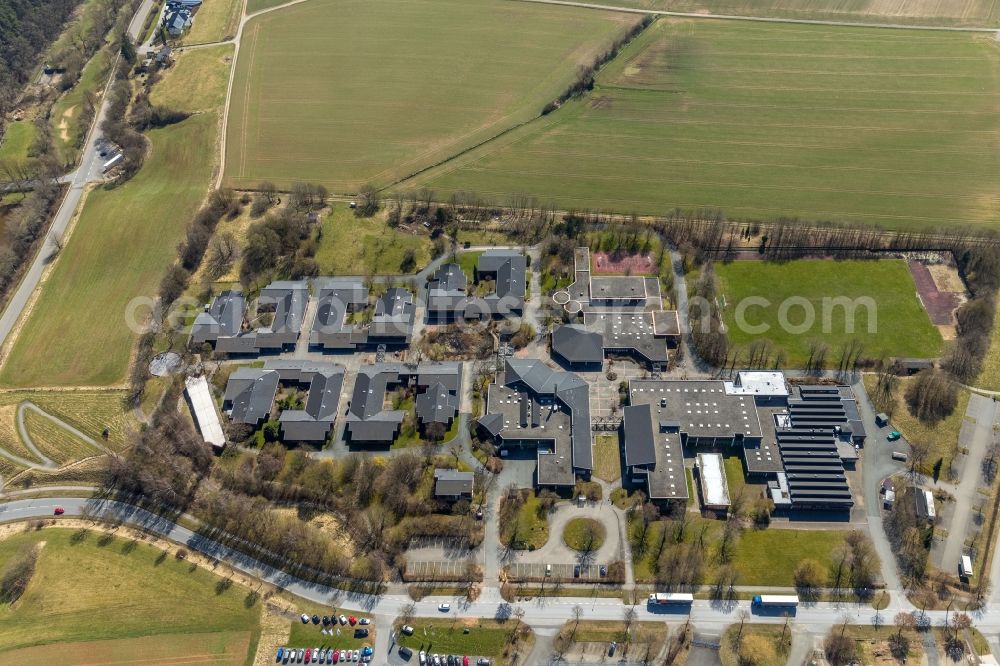 Bad Arolsen from the bird's eye view: Building complex of the Vocational School Berufsbildungswerk Nordhessen in Bad Arolsen in the state Hesse, Germany