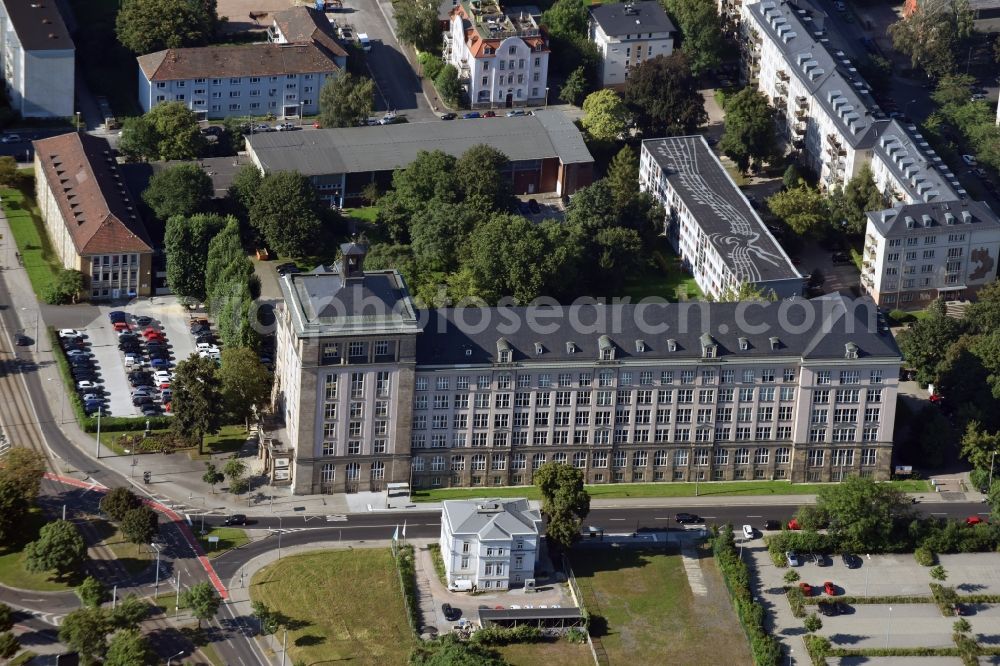 Dresden from the bird's eye view: Building complex of the Vocational School BSZ fuer Elektrotechnik in the street Strehlener Platz in Dresden in the state Saxony