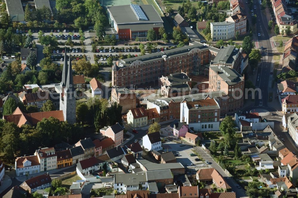 Burg from the bird's eye view: Building complex of the Vocational School a??Conrad Tacka?? in Burg in the state Saxony-Anhalt