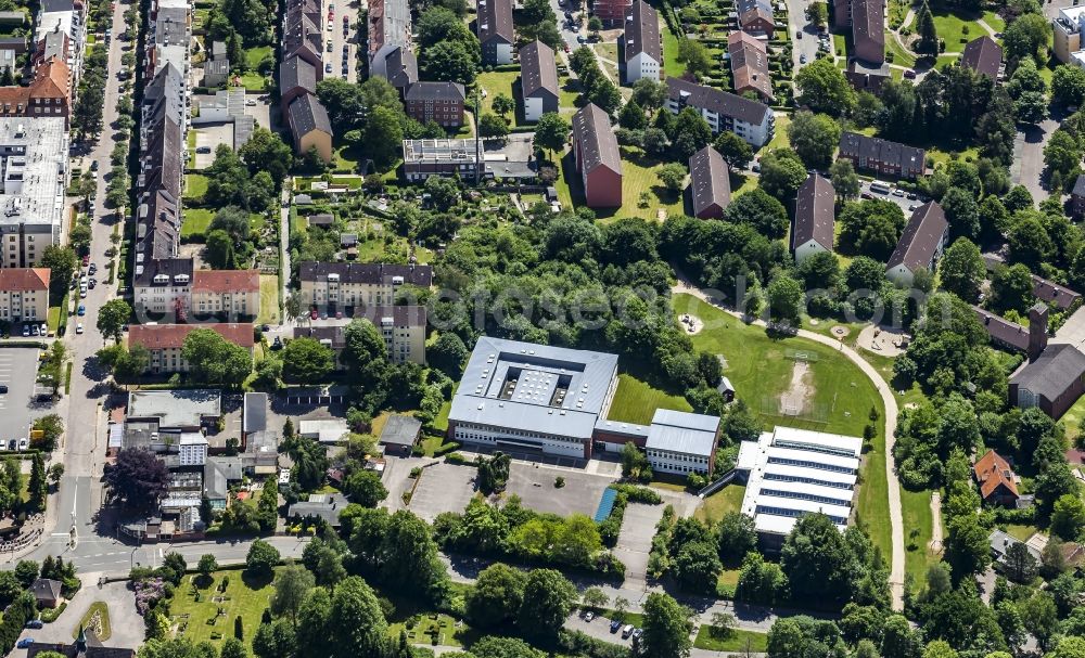 Aerial image Flensburg - Building complex of the Vocational School in Flensburg in the state Schleswig-Holstein, Germany