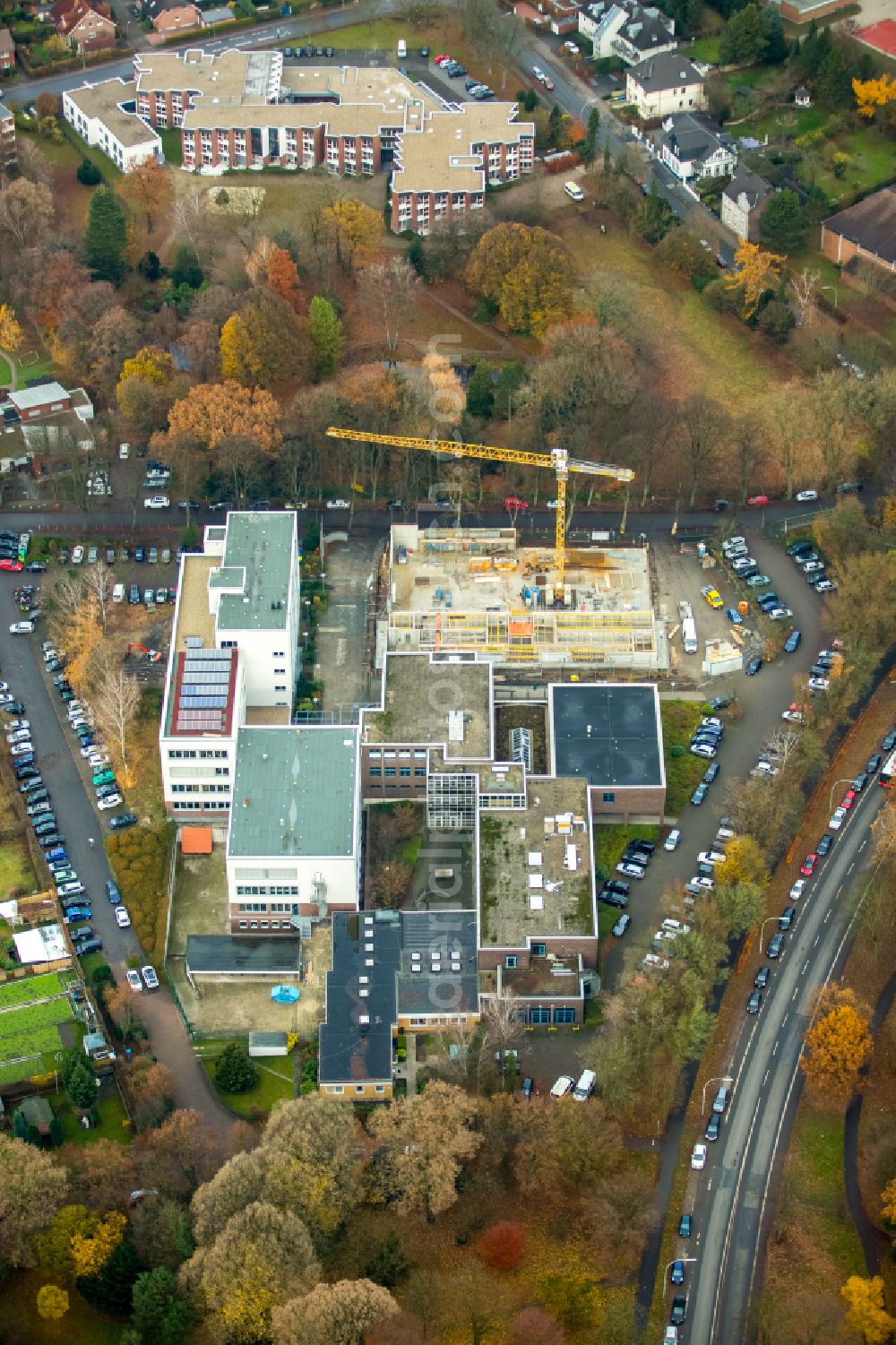 Werne from the bird's eye view: Building complex of the Vocational School Freiherr-vom-Stein Berufskolleg on street Becklohhof in Werne at Ruhrgebiet in the state North Rhine-Westphalia, Germany