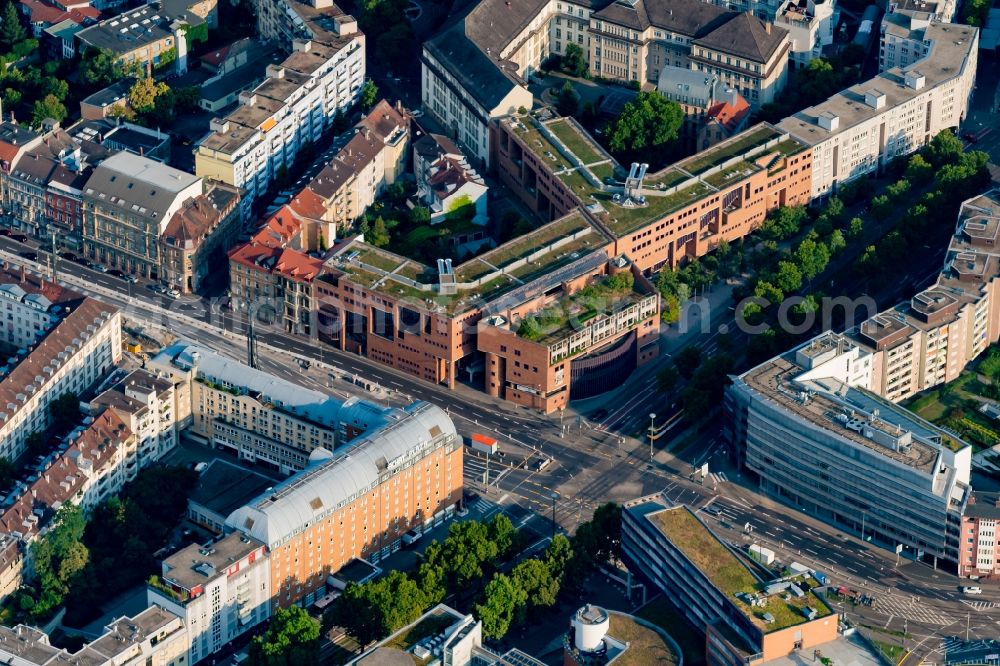 Karlsruhe from above - Building complex of the Vocational School Heinrich Huebsch Gewerbeschule in Karlsruhe in the state Baden-Wurttemberg, Germany