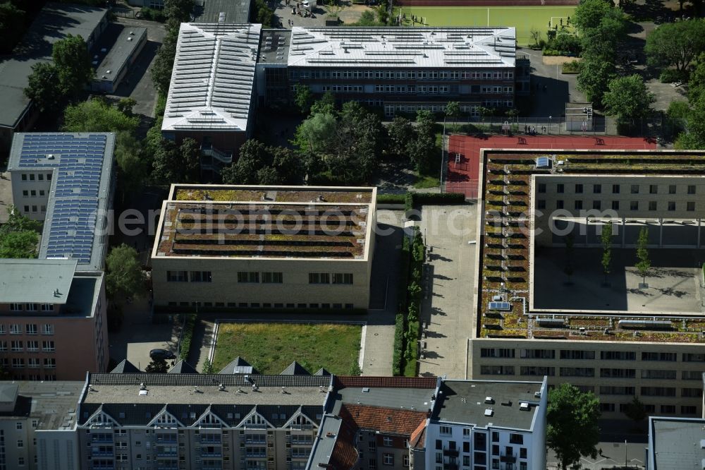 Berlin from the bird's eye view: Building complex of the Vocational School OSZ Koerperpflege on Schillerstrasse in Berlin