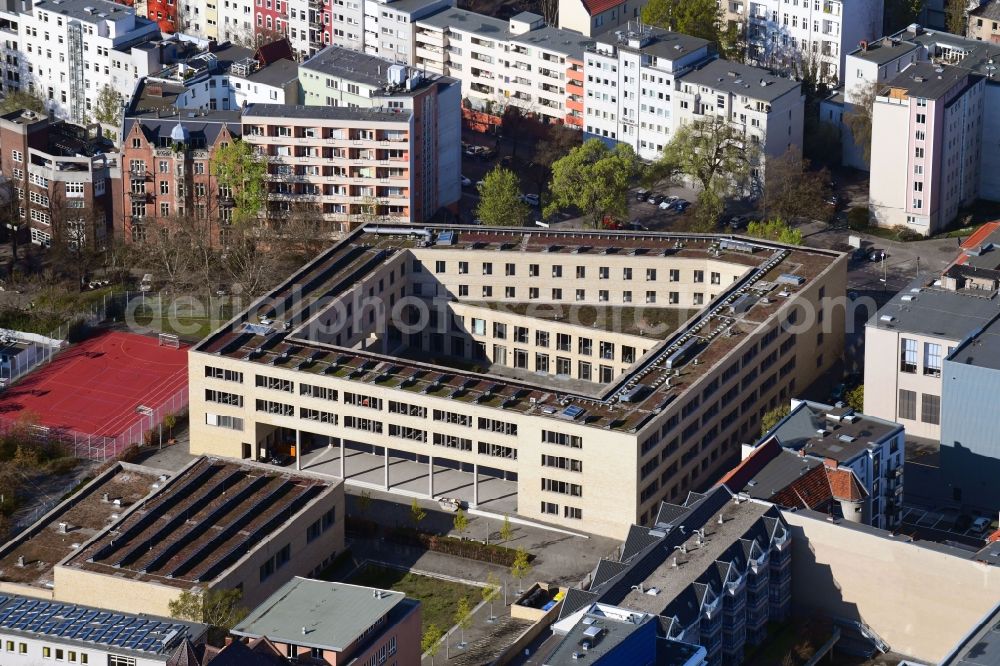 Berlin from the bird's eye view: Building complex of the Vocational School OSZ Koerperpflege on Schillerstrasse in Berlin