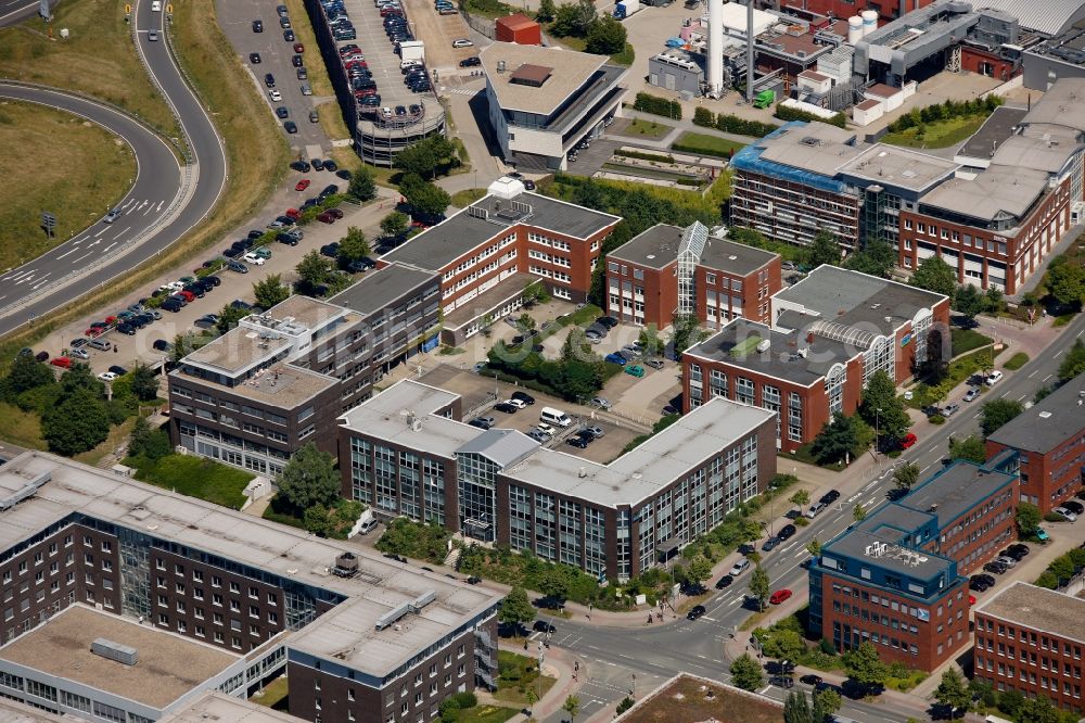 Dortmund from above - Architectural complex of the Ecofis GmbH near Campus North of the technical university of Dortmund in North Rhine-Westphalia,