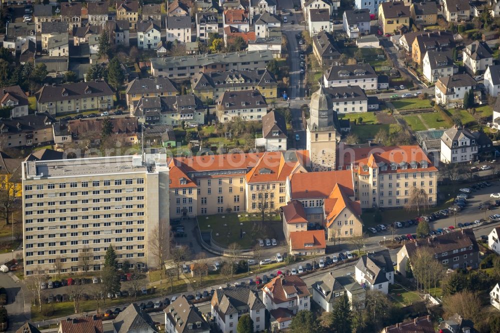 Arnsberg from above - Building complex of the district government and of the government president of in Arnsberg in Sauerland in North Rhine-Westphalia