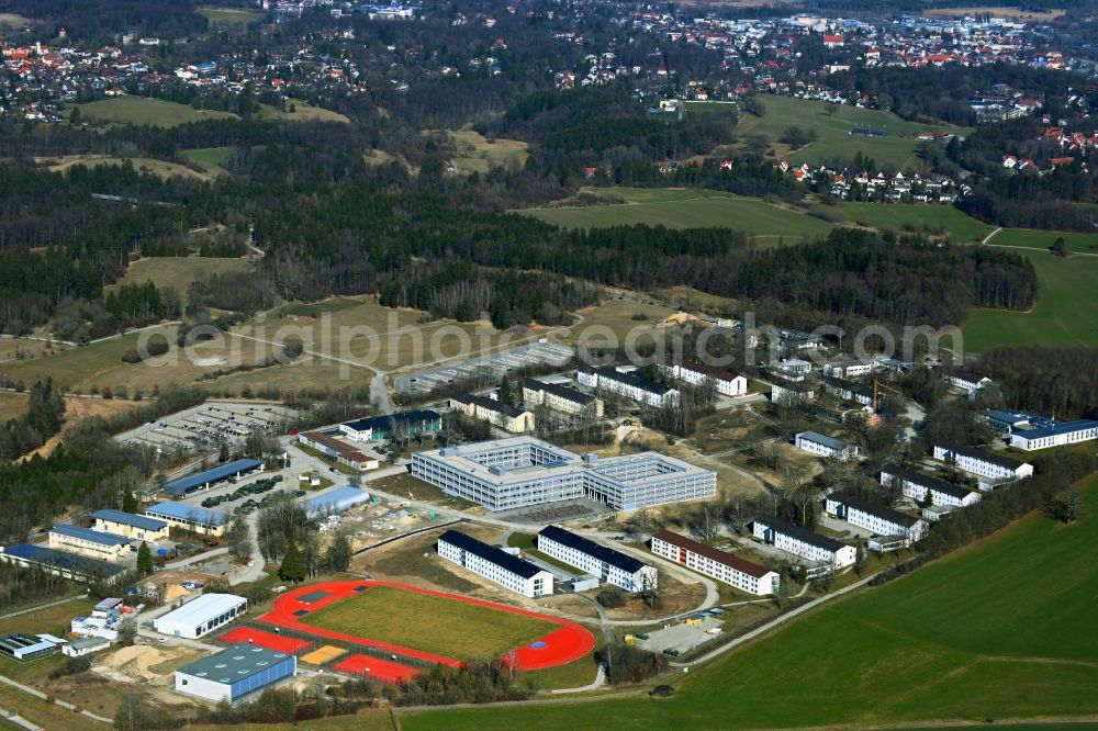 Maising from the bird's eye view: Building complex of the German army - Bundeswehr military barracks General-Fellgiebel-Kaserne in Maising in the state Bavaria, Germany