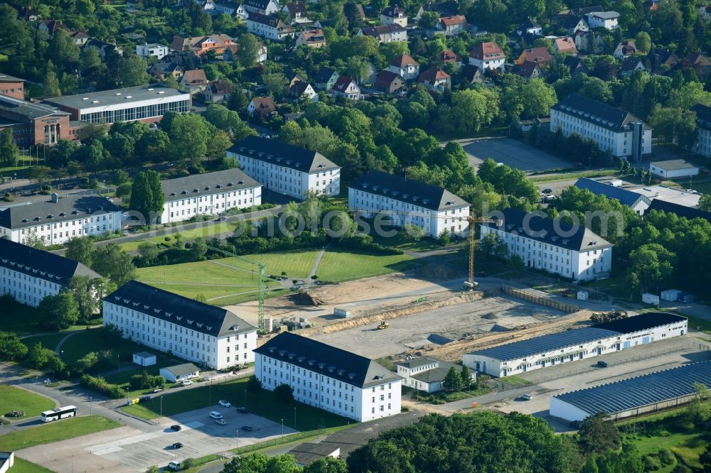 Rostock from above - Complex of buildings of the armed forces the military marine barracks Hanse in Rostock in the federal state Mecklenburg-West Pomerania, Germany