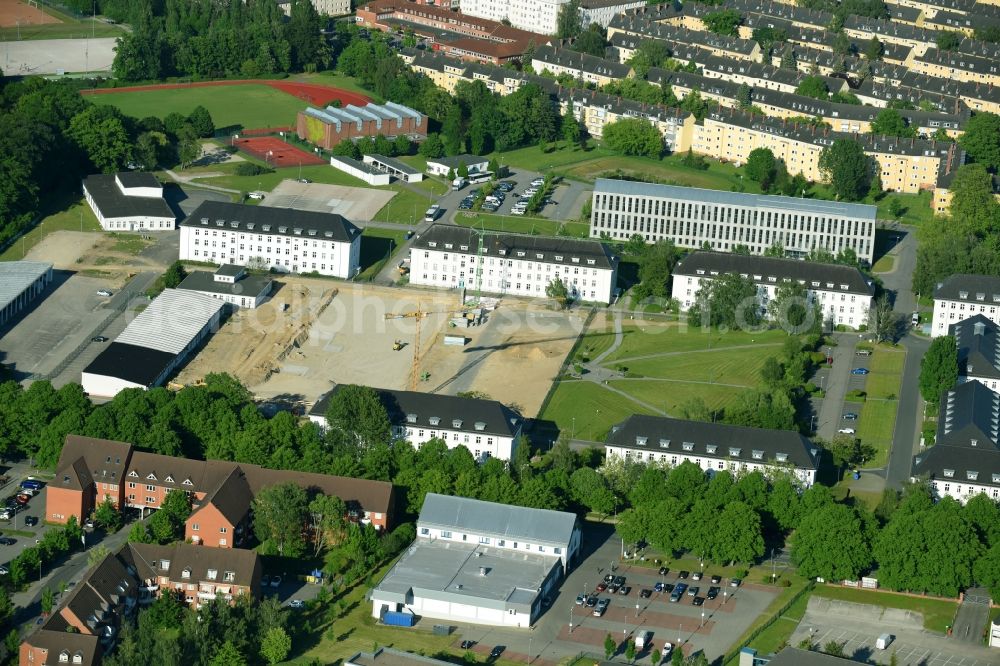 Aerial image Rostock - Complex of buildings of the armed forces the military marine barracks Hanse in Rostock in the federal state Mecklenburg-West Pomerania, Germany