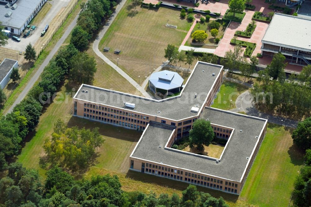 Aerial image Karlsruhe - Building complex of the German army - Bundeswehr military barracks of Karriereberatung of Bundeswehr in Karlsruhe in the state Baden-Wurttemberg, Germany